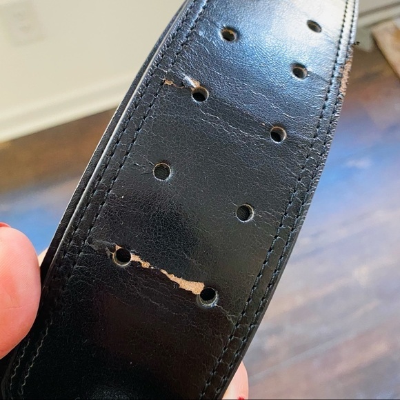 Black 2.25” Wide Belt Gold buckle 32” up to 36” - Picture 8 of 9